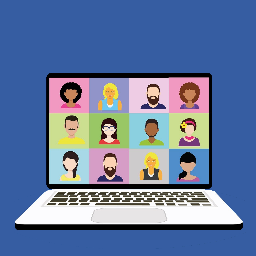 Hello I am here! Video conferences icon
