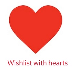 Wishlist with hearts icon
