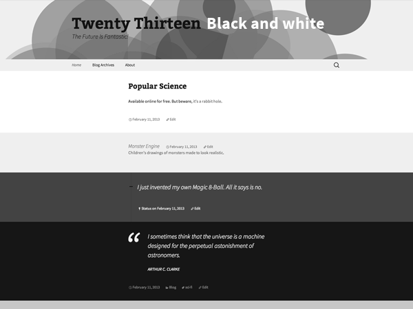 2013 Black and white theme screenshot