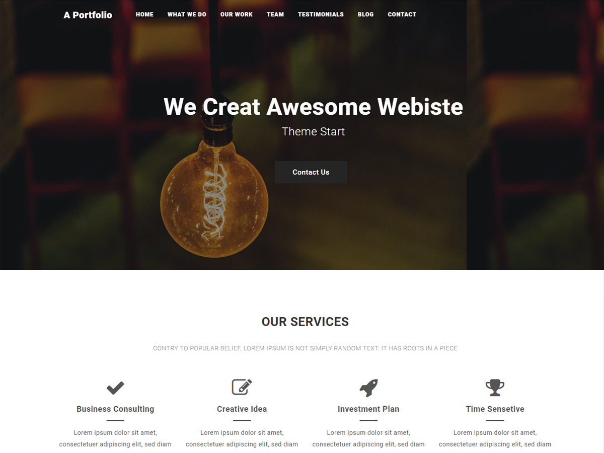 A portfolio theme screenshot