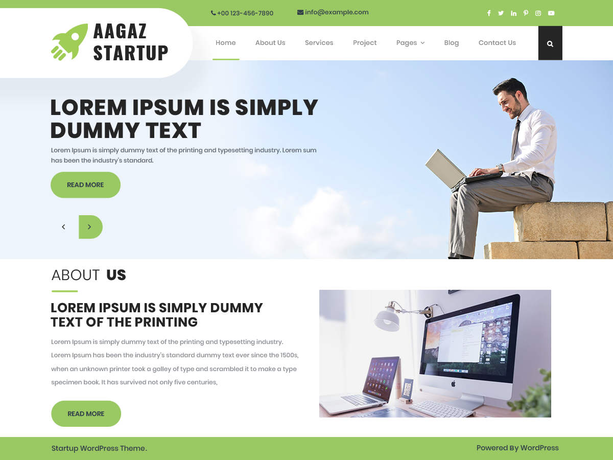 Aagaz Startup theme screenshot