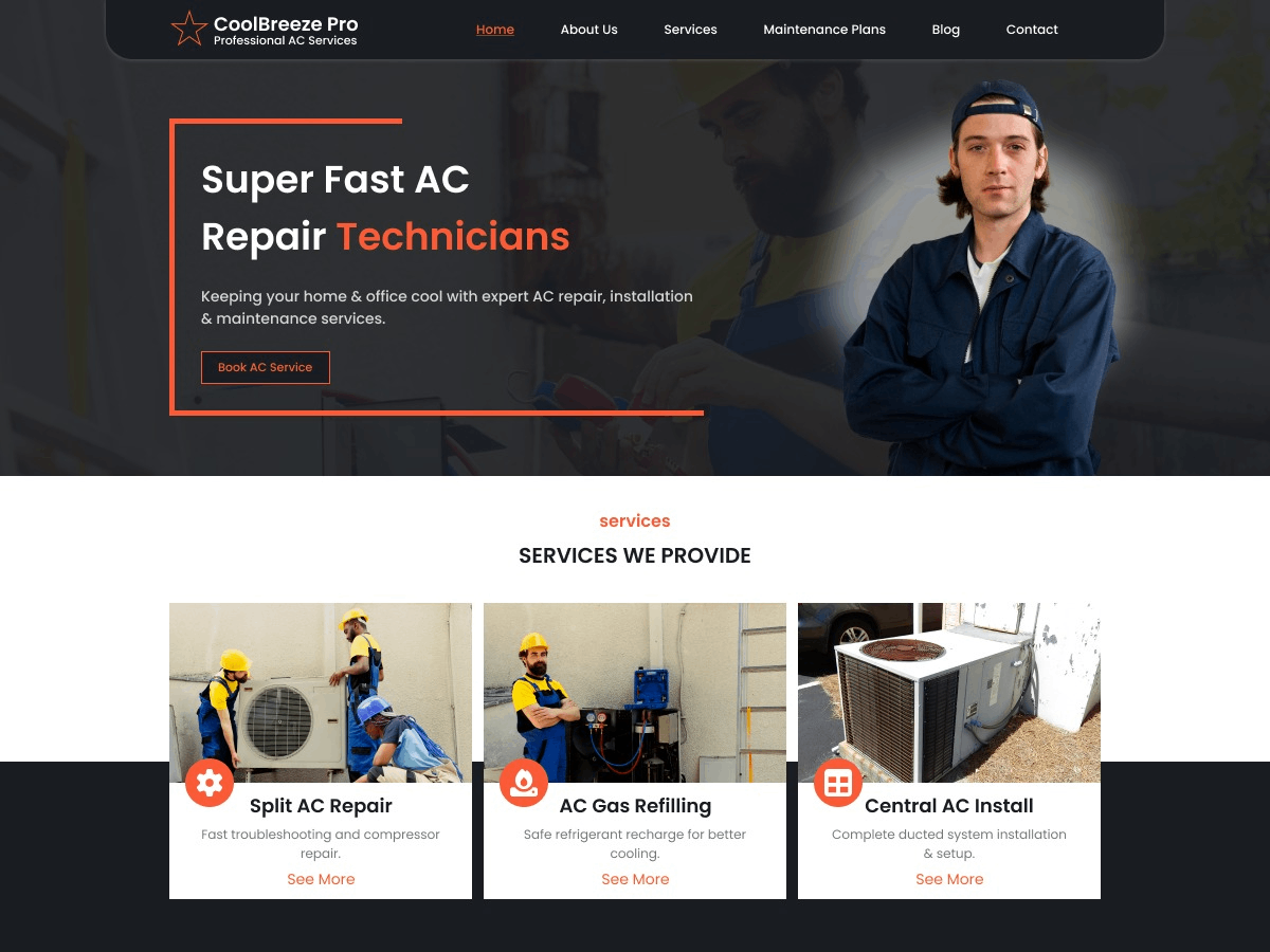 AC Repair Solutions theme screenshot