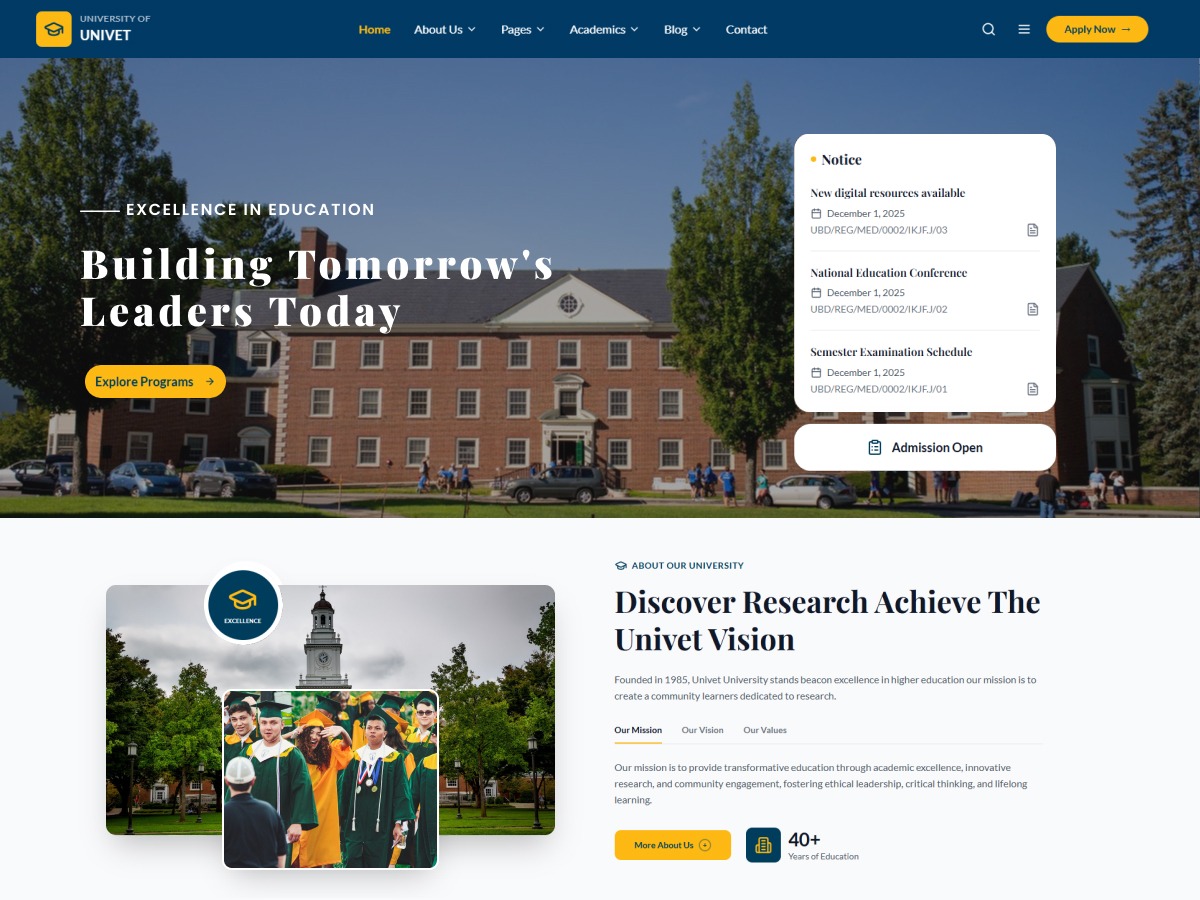 Academia Education theme screenshot