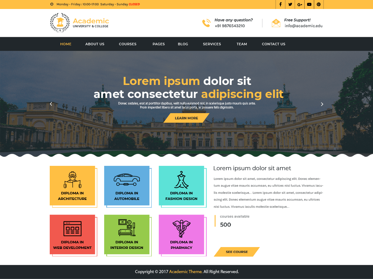 Academic Education theme screenshot
