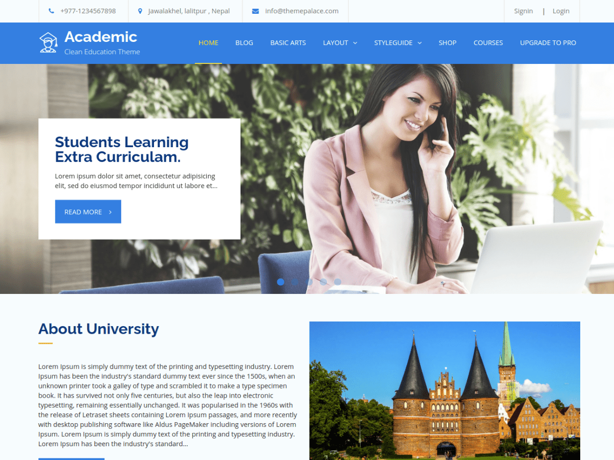 Academic theme screenshot