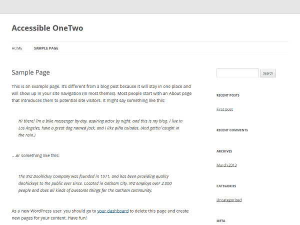 Accessible OneTwo theme screenshot