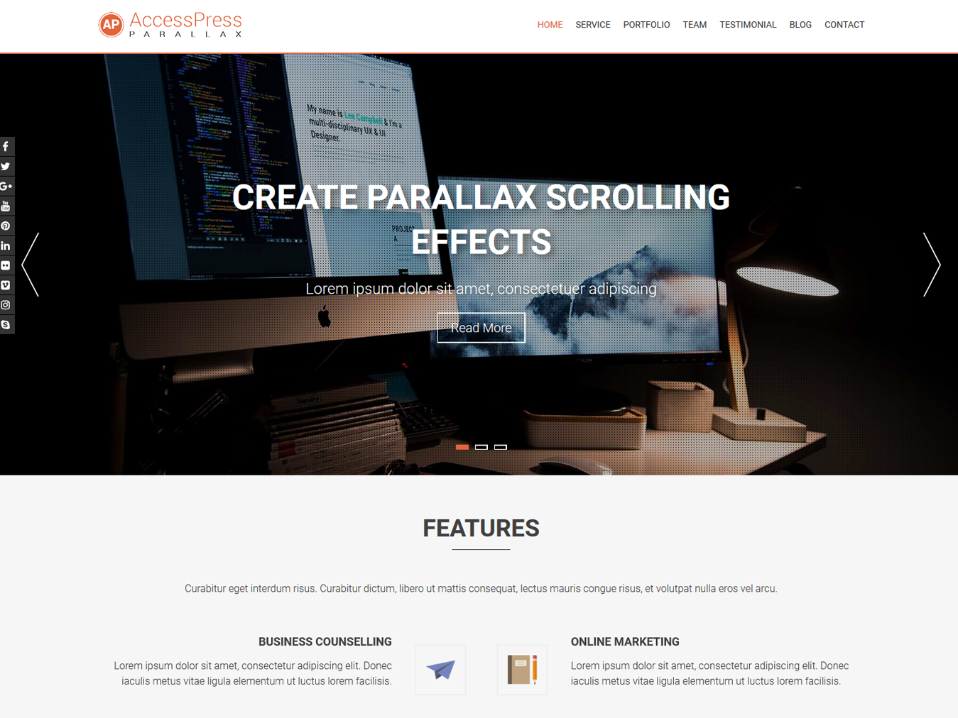 AccessPress Parallax theme screenshot