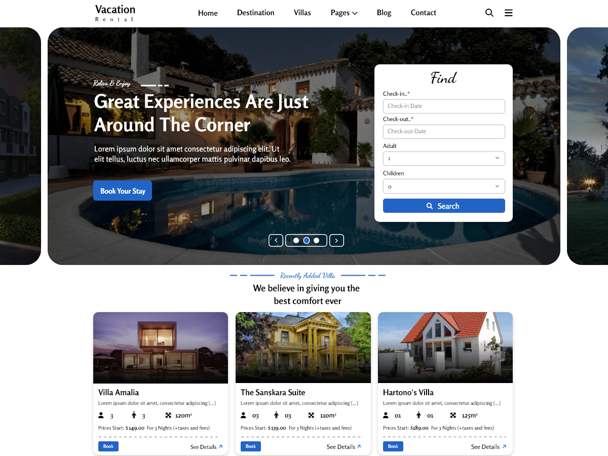Accommodation Rental theme screenshot