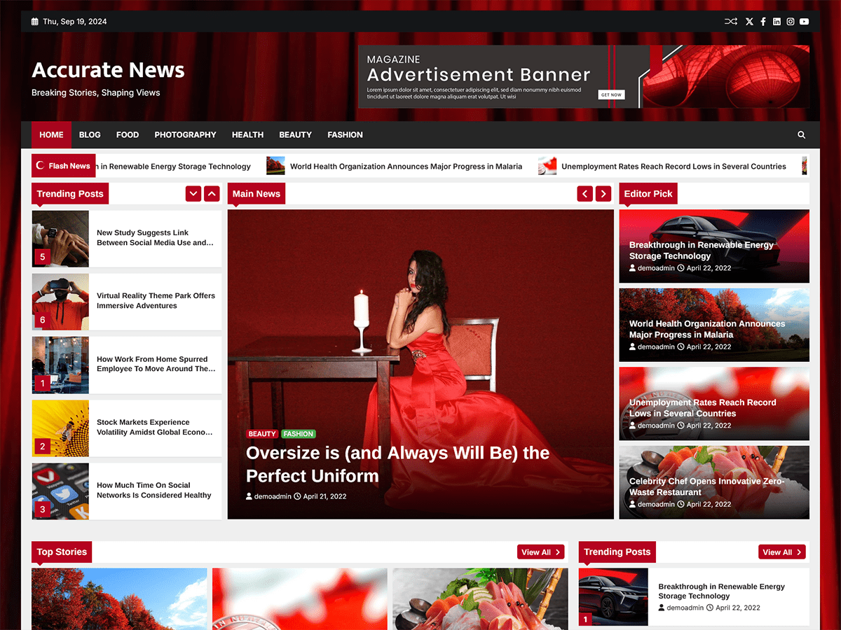 Accurate News theme screenshot