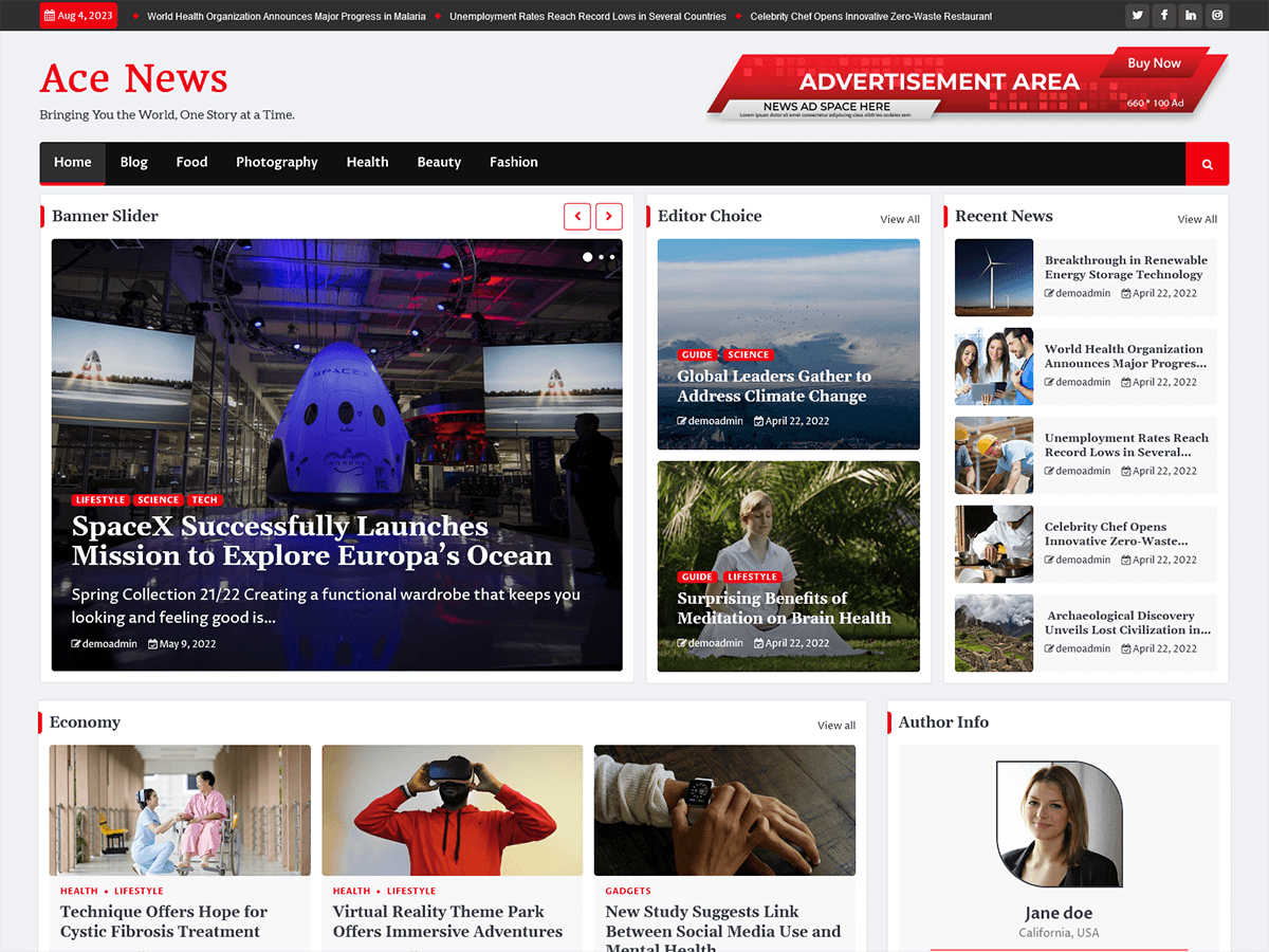 Ace News theme screenshot