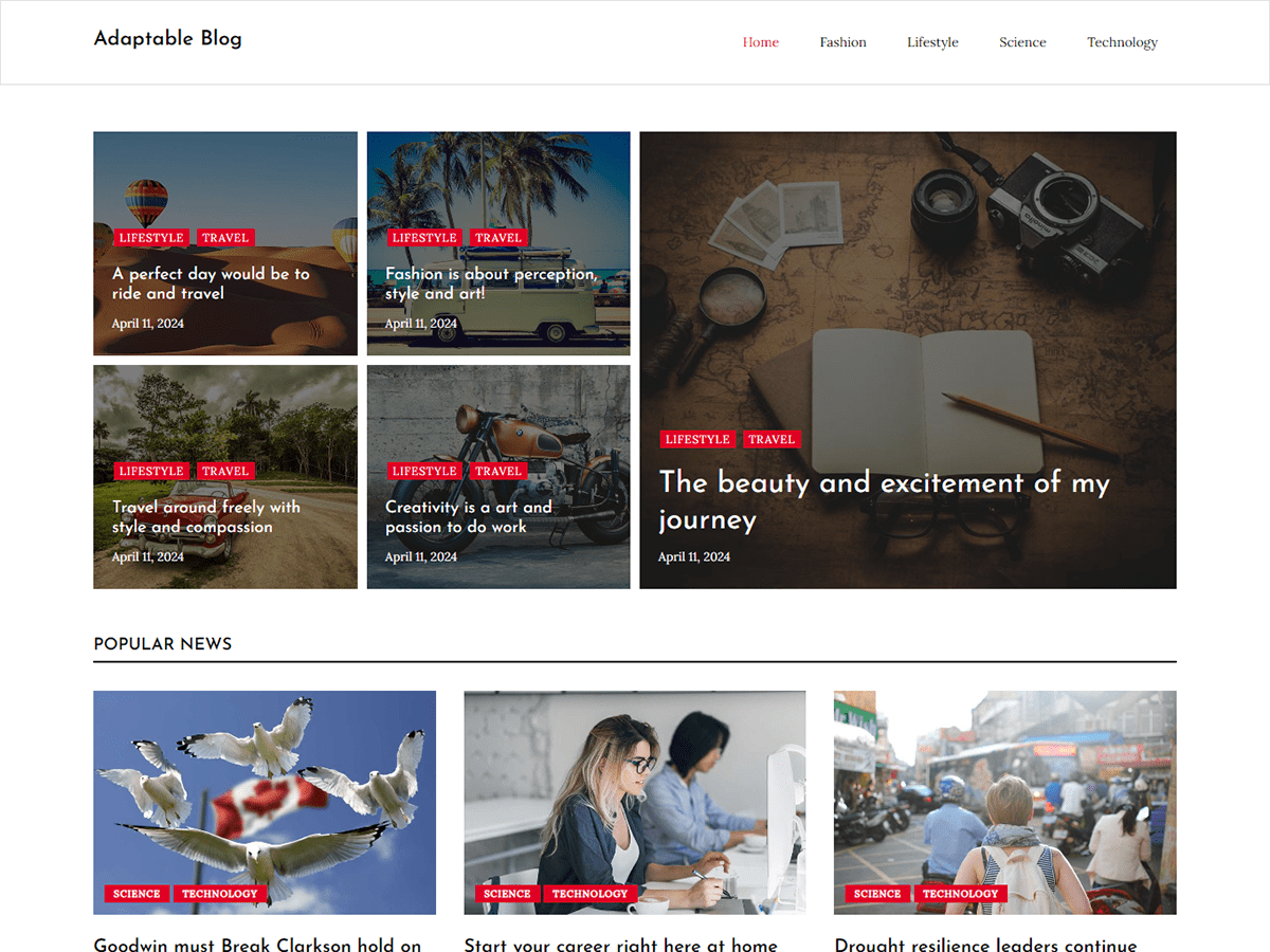 Adaptable Blog theme screenshot