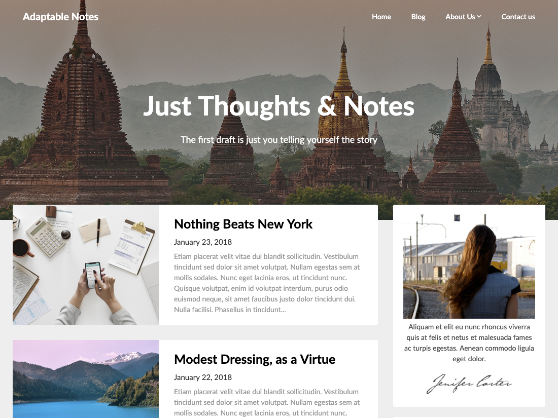 Adaptable Notes theme screenshot