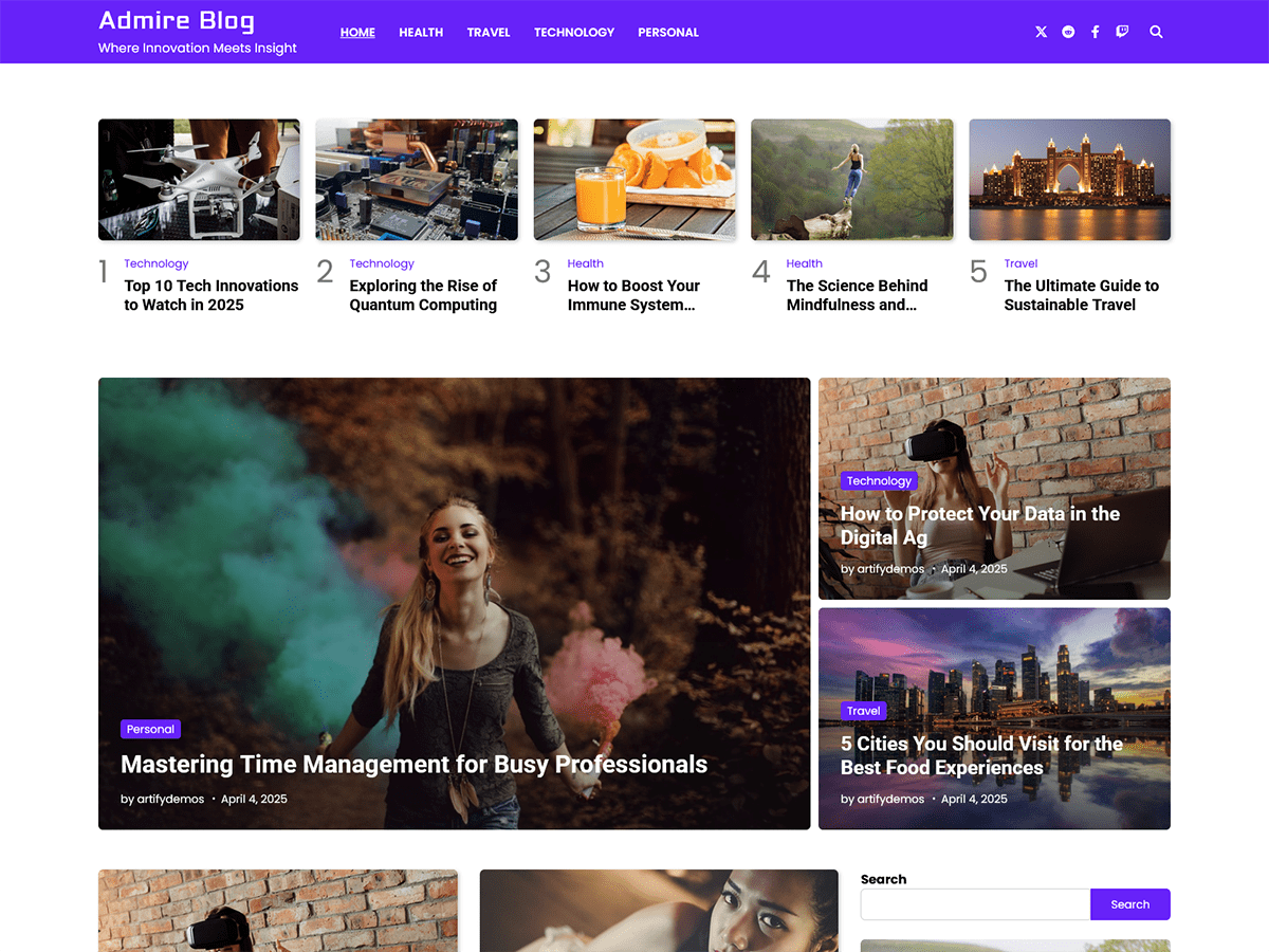 Admire Blog theme screenshot