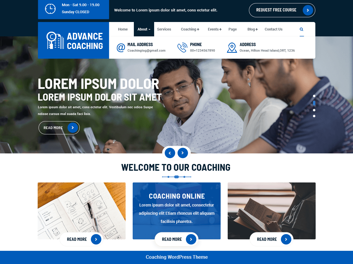 Advance Coaching theme screenshot