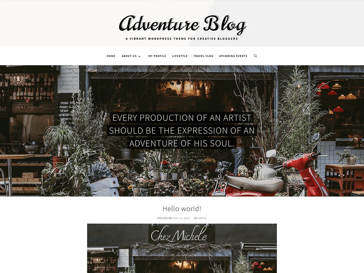 Adventure Blog theme screenshot