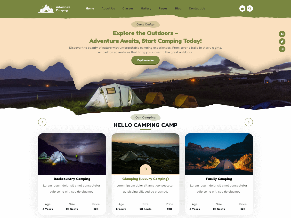 Adventure Camping theme screenshot