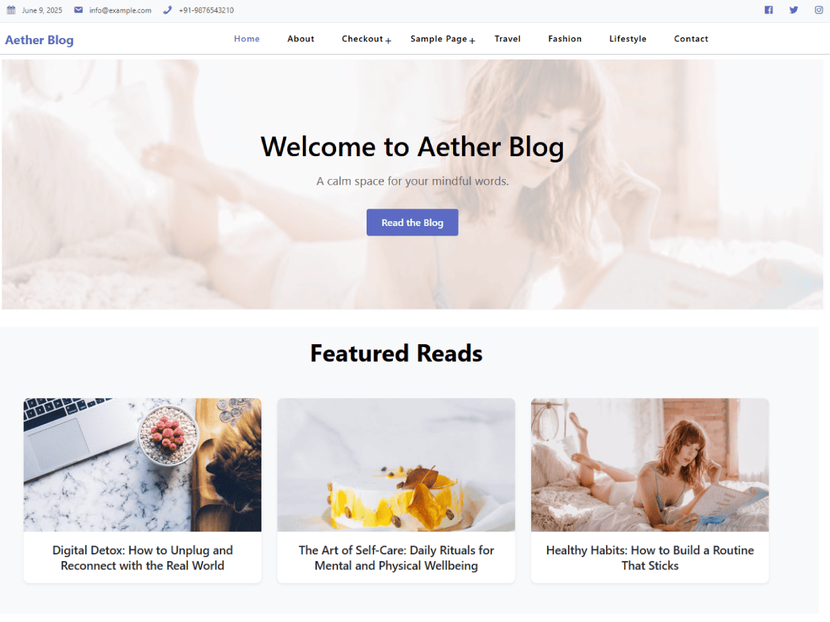 Aether Blog theme screenshot