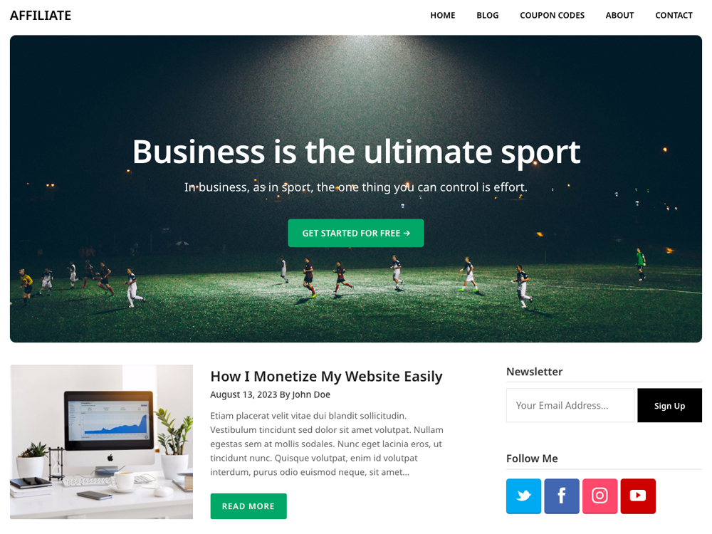 Affiliate Blogger theme screenshot