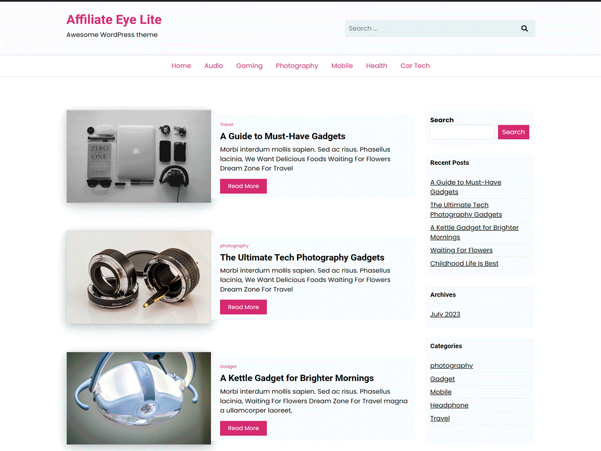 Affiliate Eye Lite theme screenshot