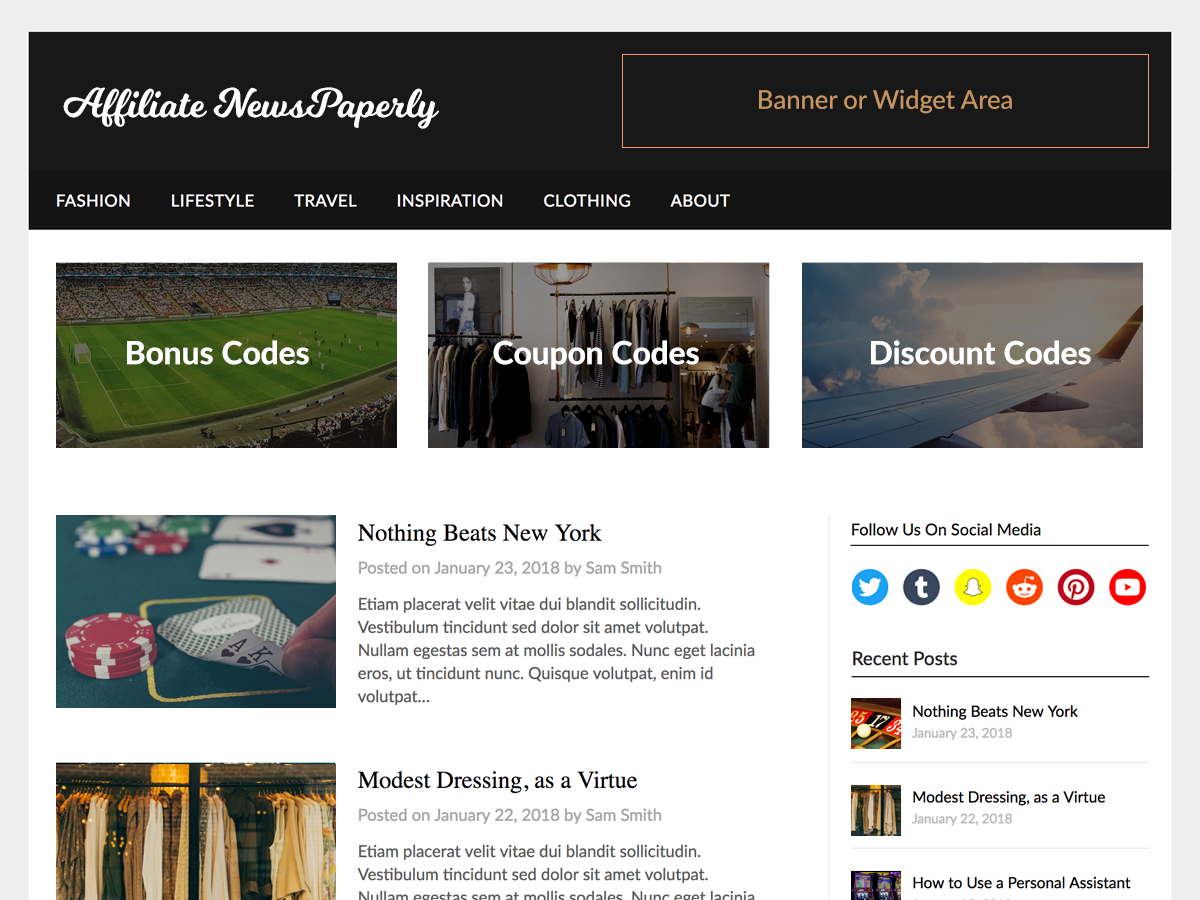 Affiliate Newspaperly theme screenshot