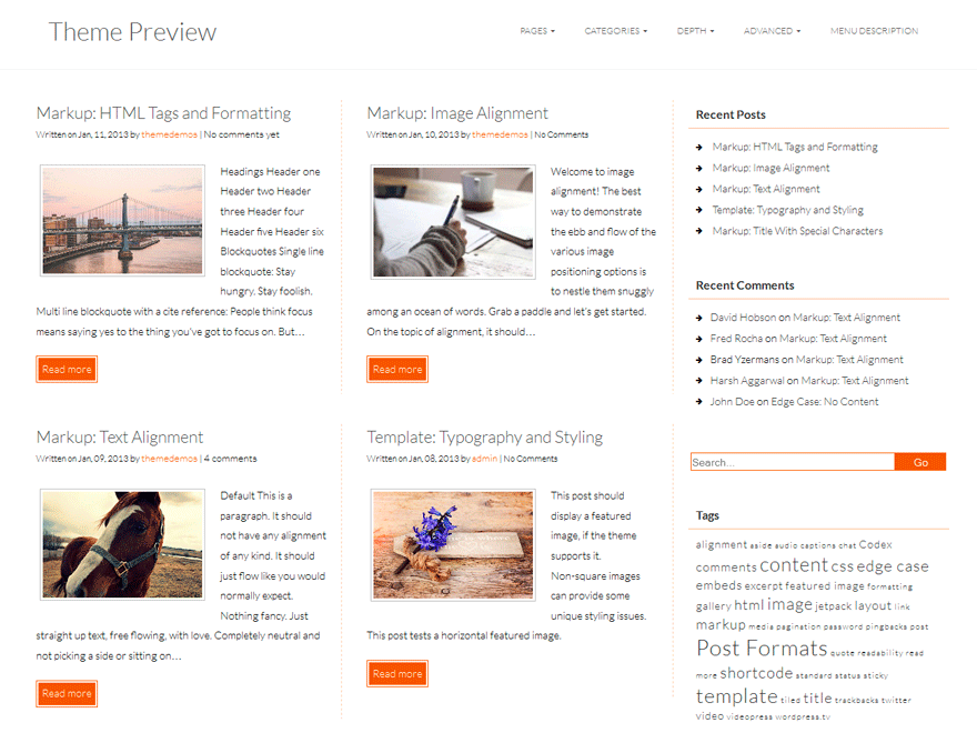 Afford theme screenshot