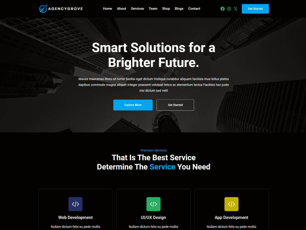AgencyGrove Dark theme screenshot