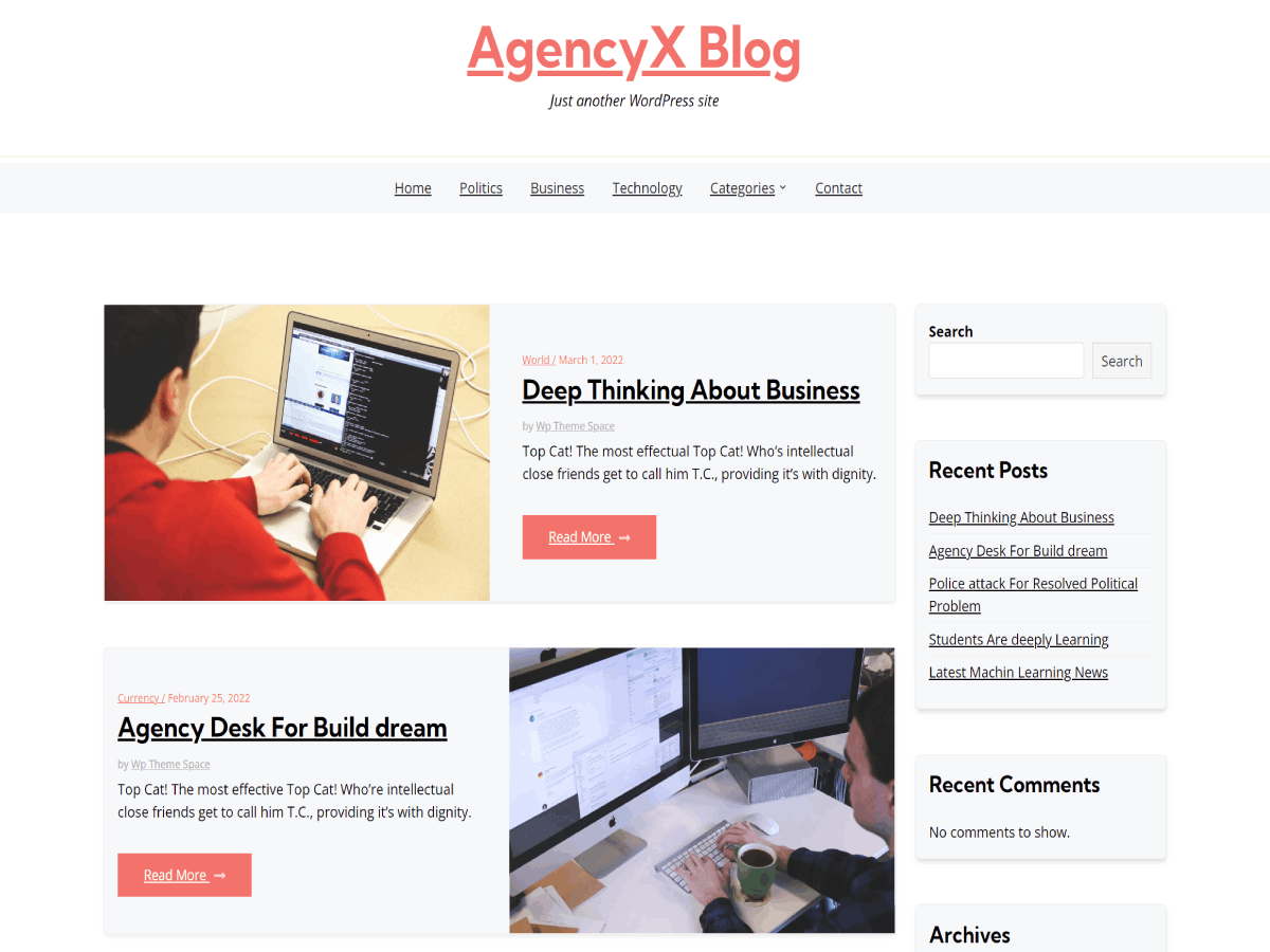 AgencyX Blog theme screenshot