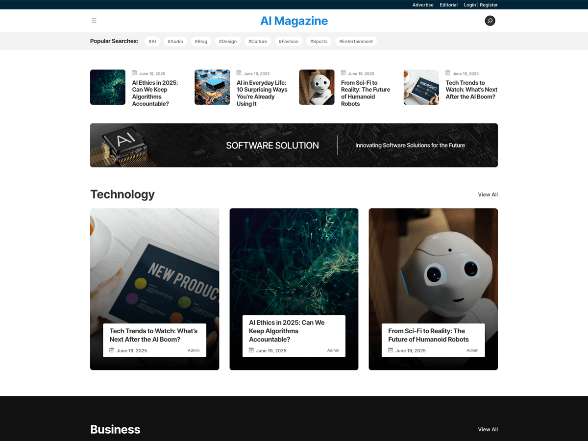 AI Magazine theme screenshot