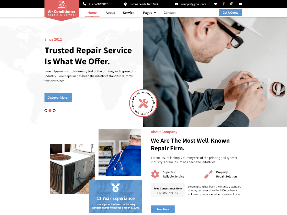 Air Conditioning Services theme screenshot