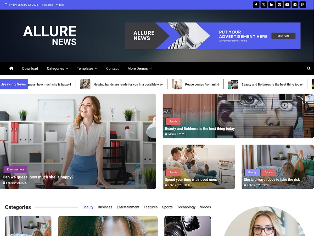 Allure News theme screenshot