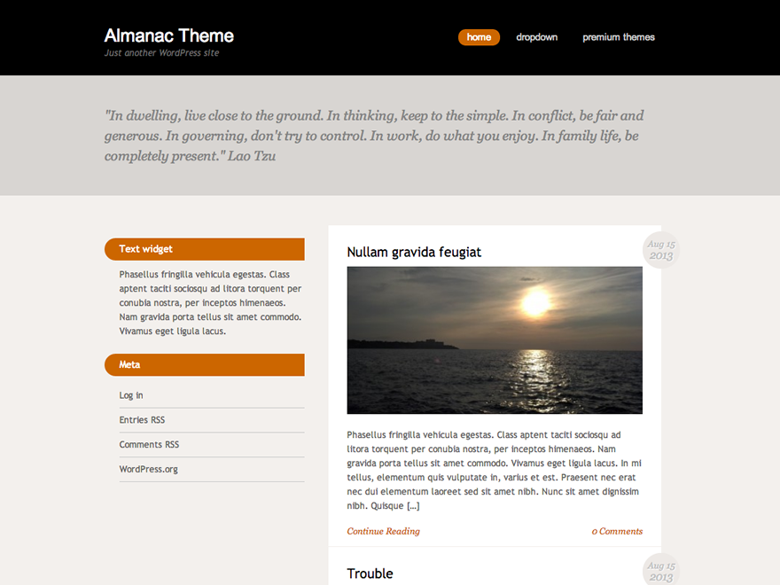 Almanac theme screenshot