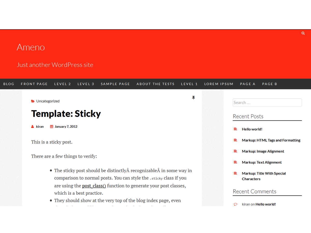 ameno theme screenshot