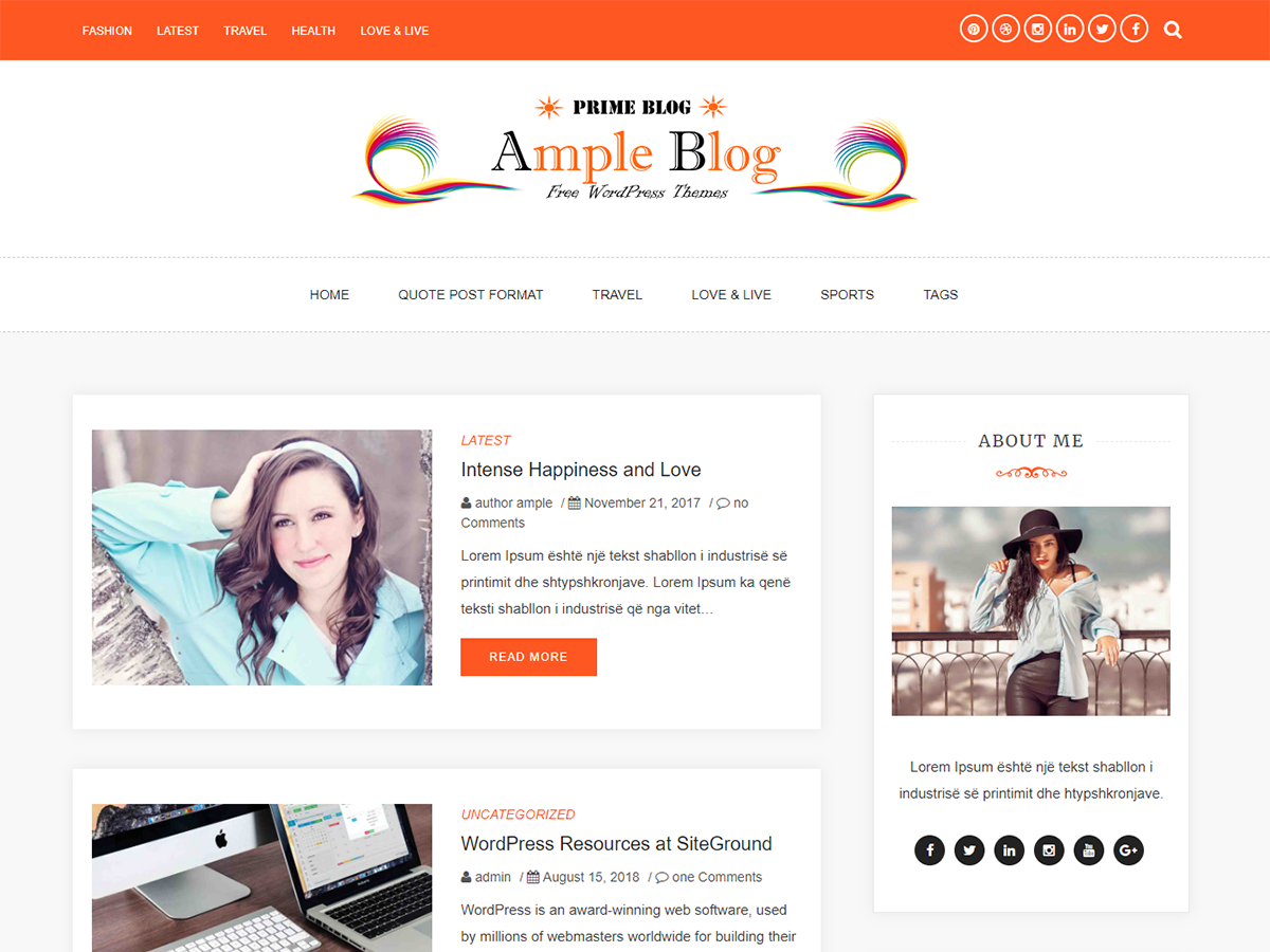 Ample Blog theme screenshot