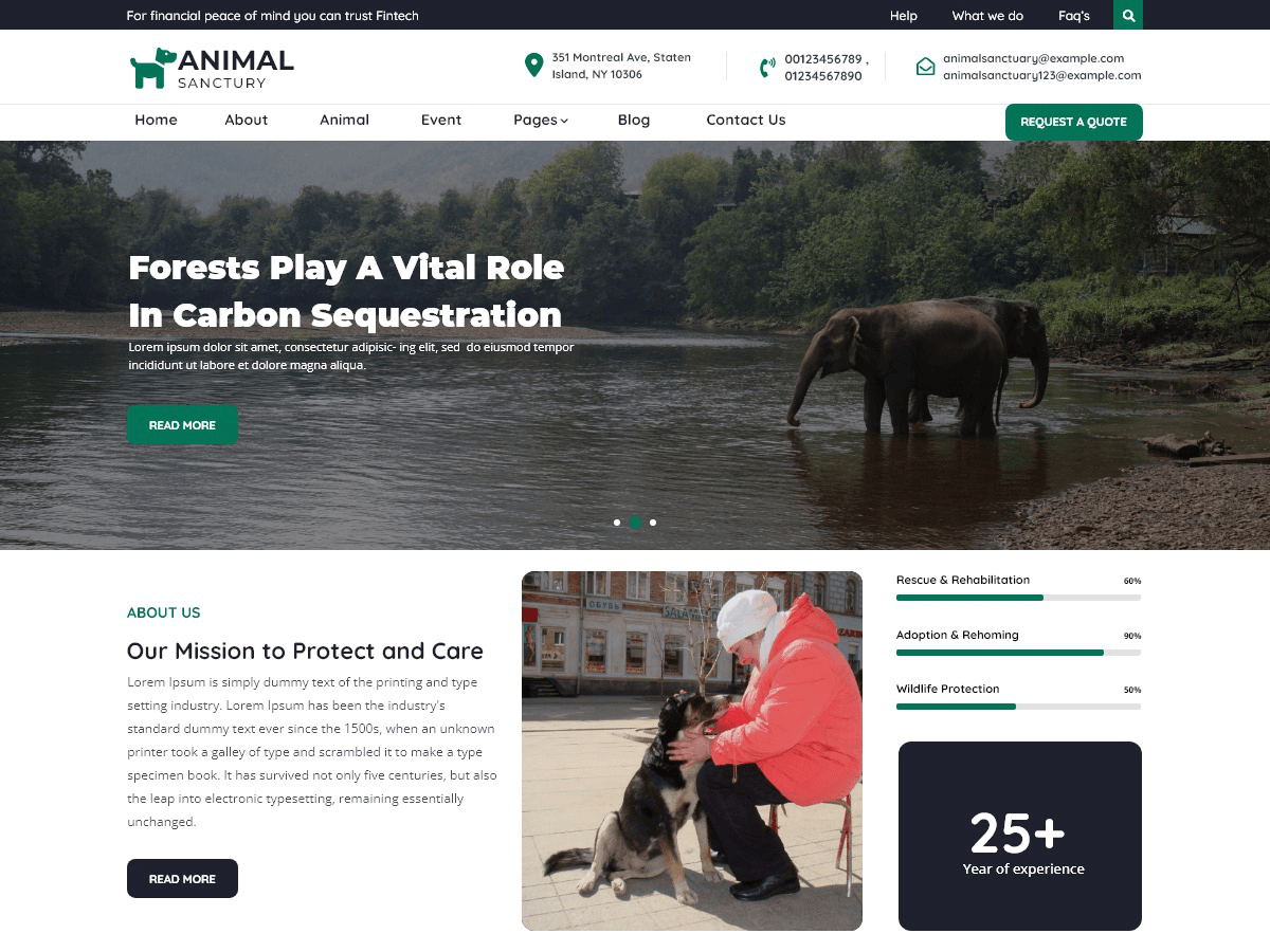 Animal Sanctuary theme screenshot
