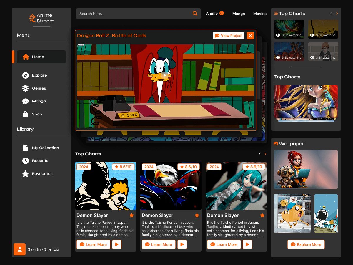 Anime Stream theme screenshot