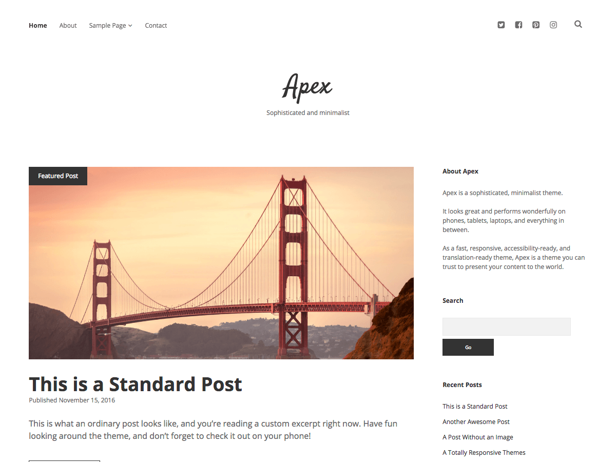 Apex theme screenshot