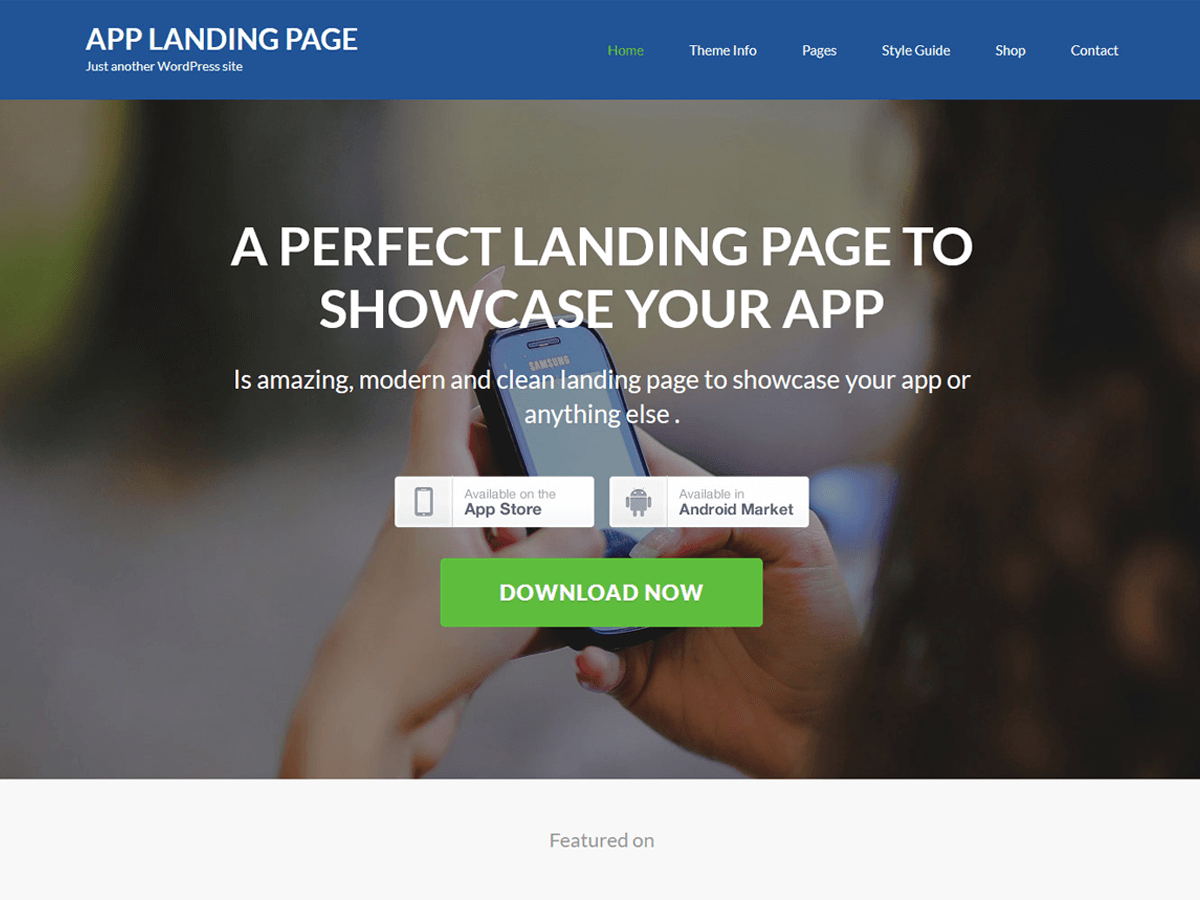 App Landing Page theme screenshot