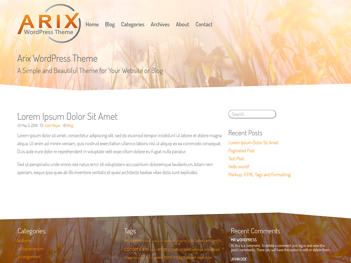 Arix theme screenshot