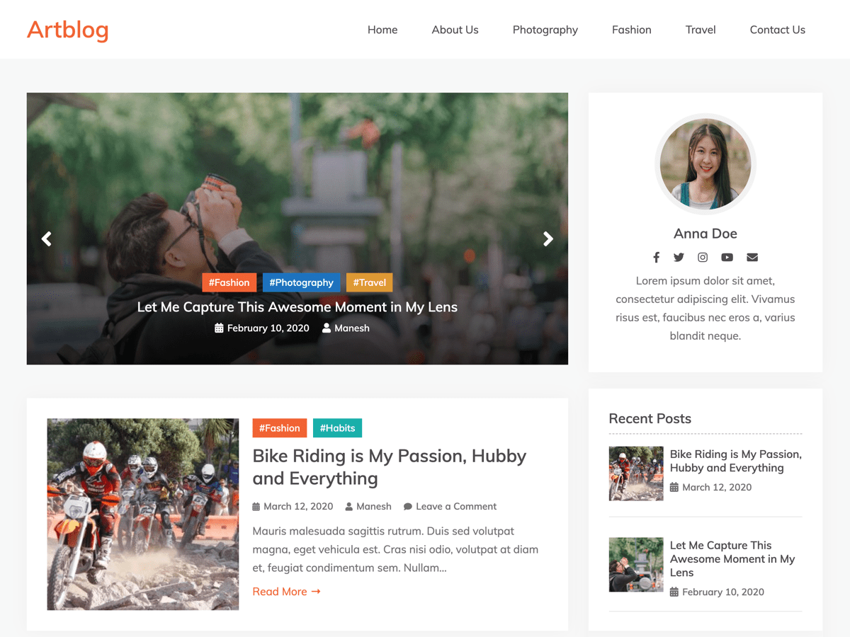 Artblog theme screenshot