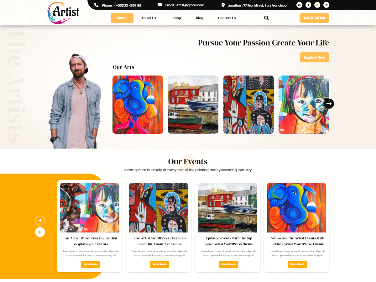 Artist Portfolio theme screenshot