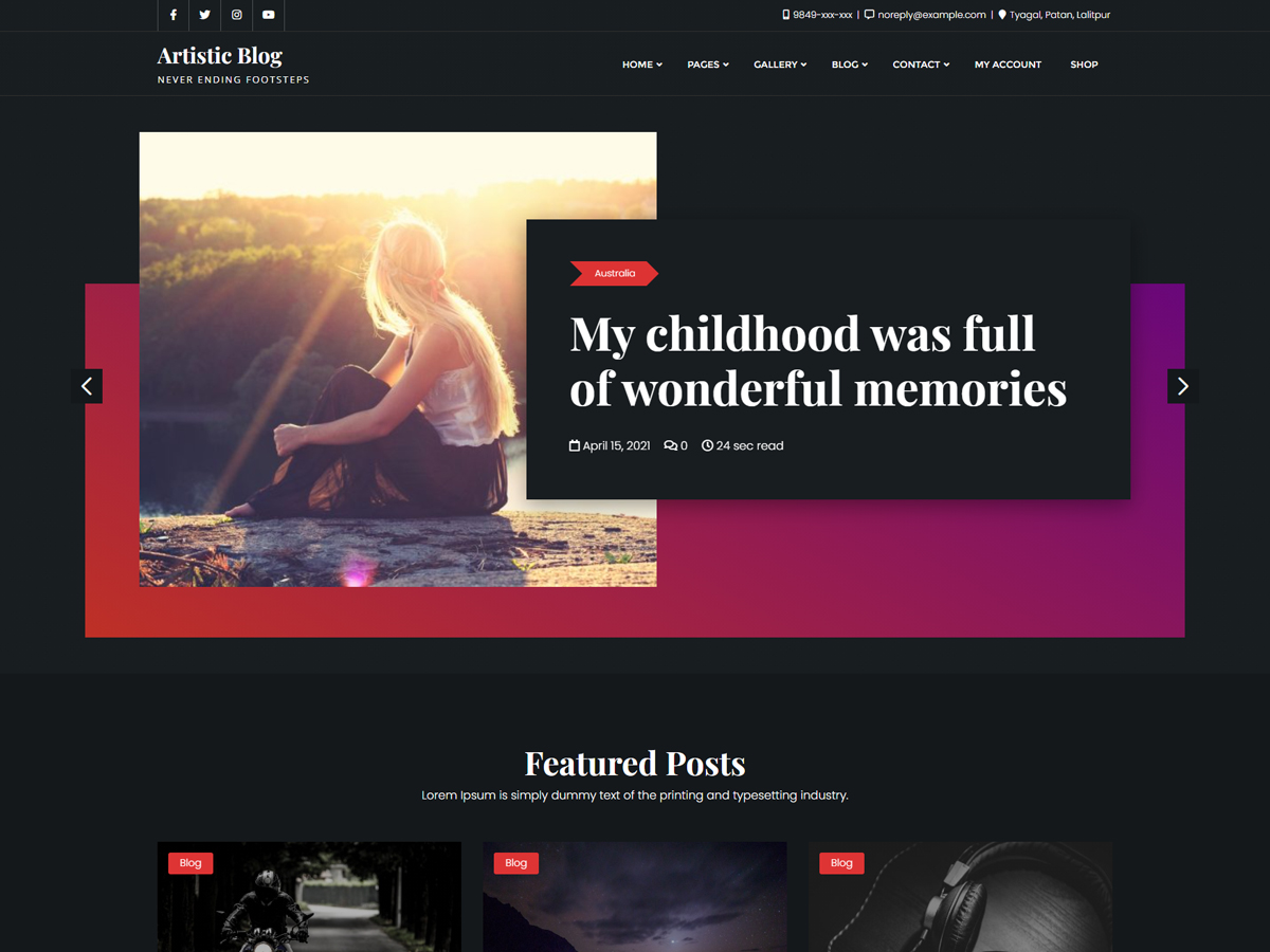 Artistic Blog theme screenshot