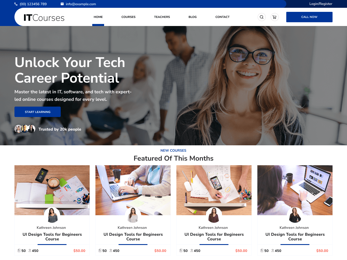 Aster IT Courses theme screenshot