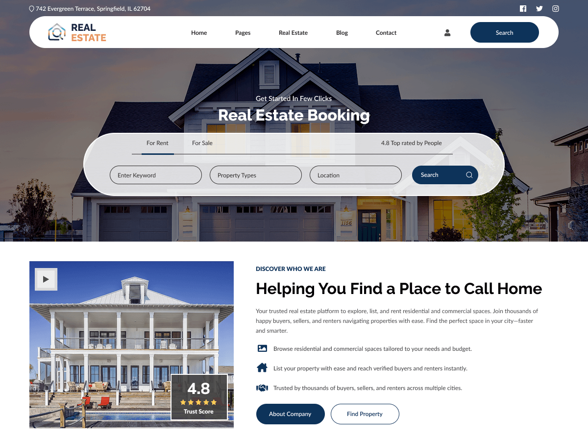 Aster Real Estate theme screenshot