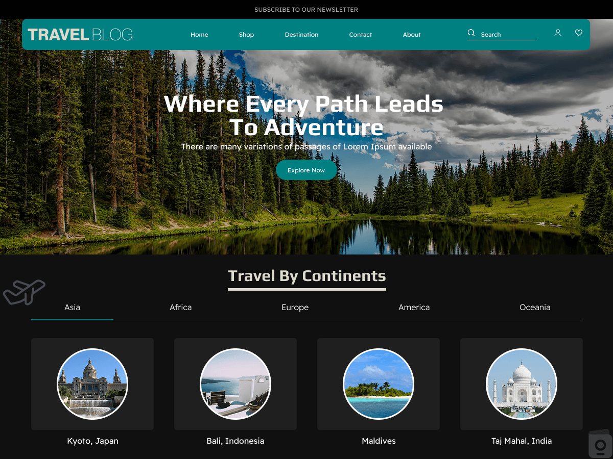 Aster Travel Blog theme screenshot