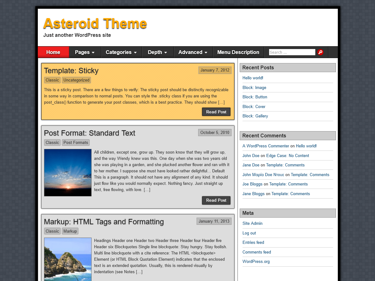 Asteroid theme screenshot