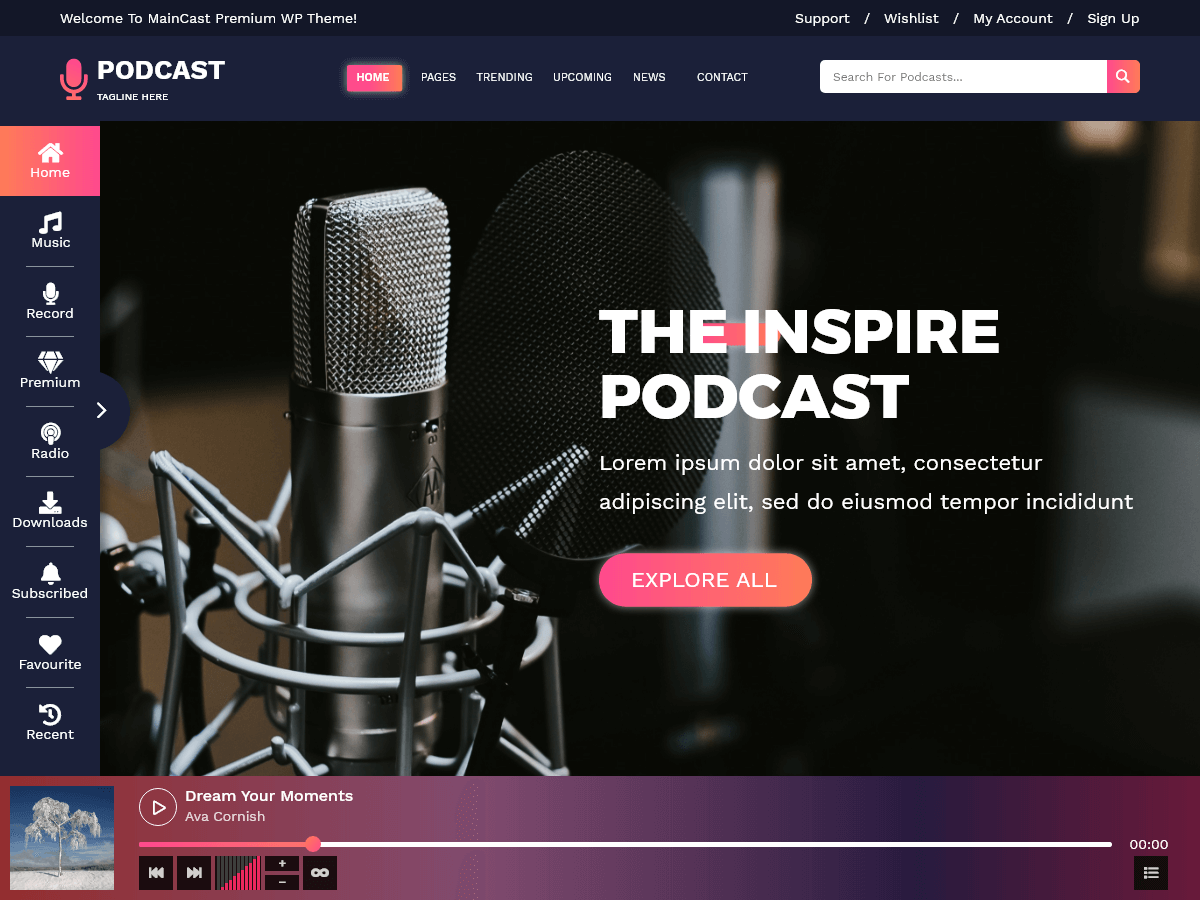 Audio Podcast theme screenshot
