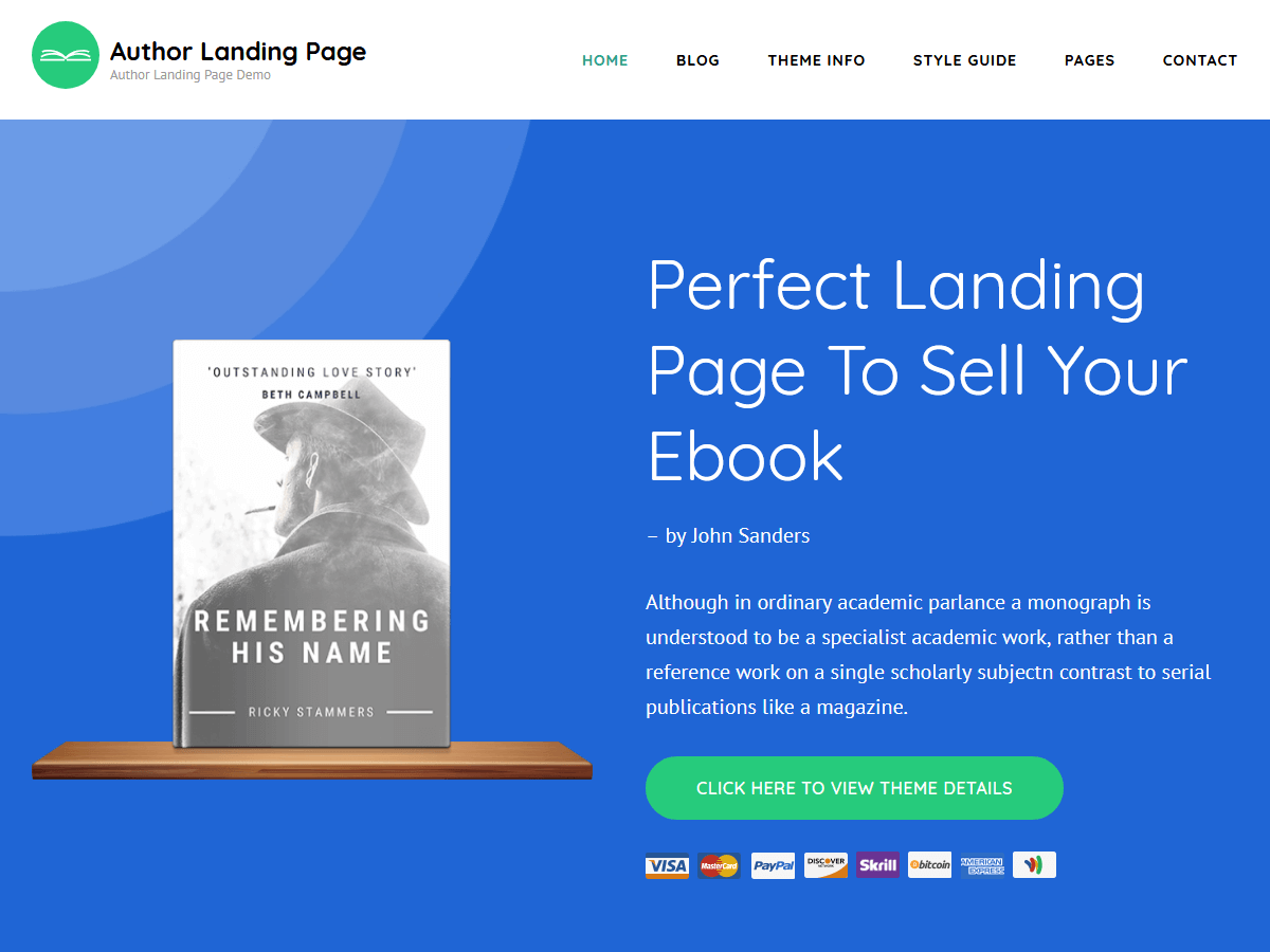 Author Landing Page theme screenshot
