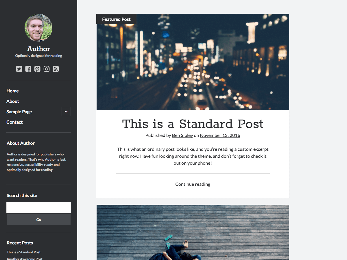 Author theme screenshot