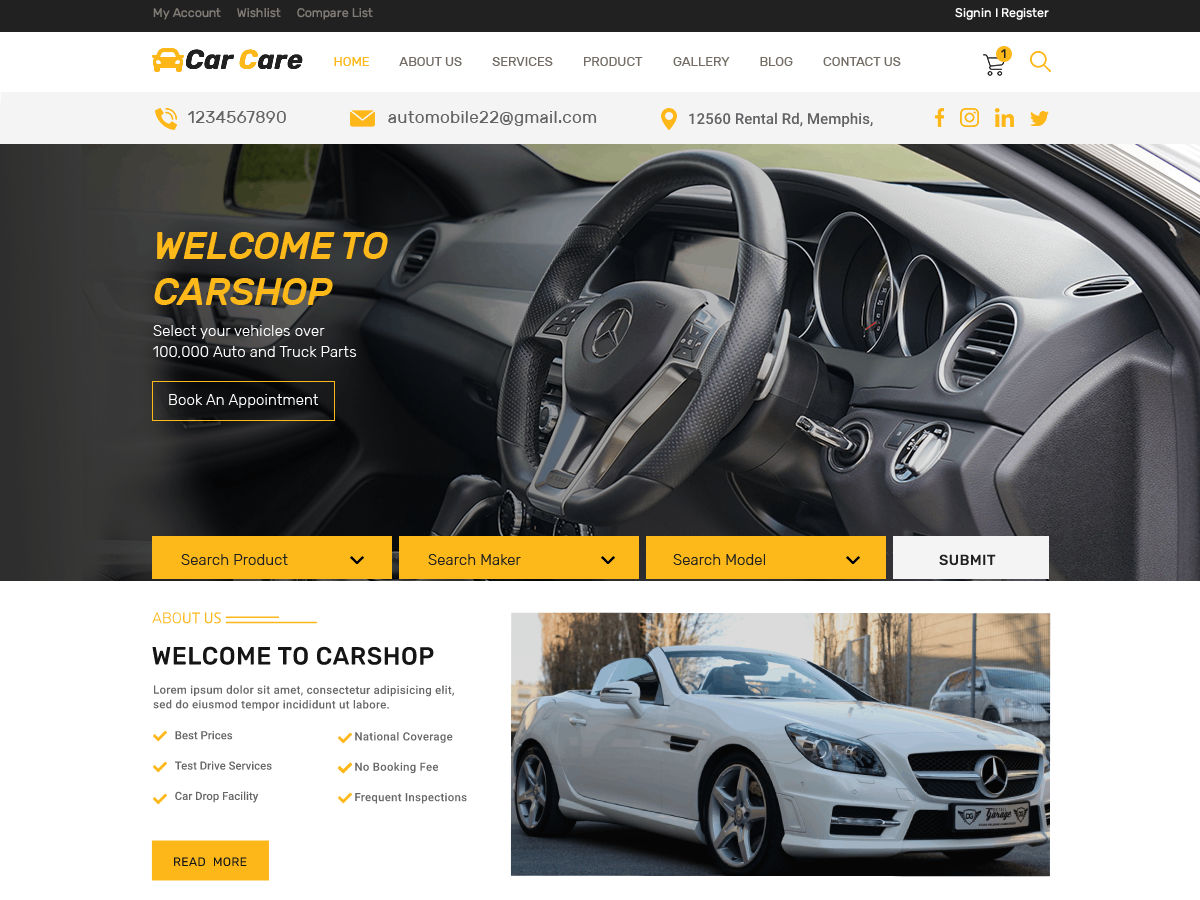 Auto Car Care theme screenshot