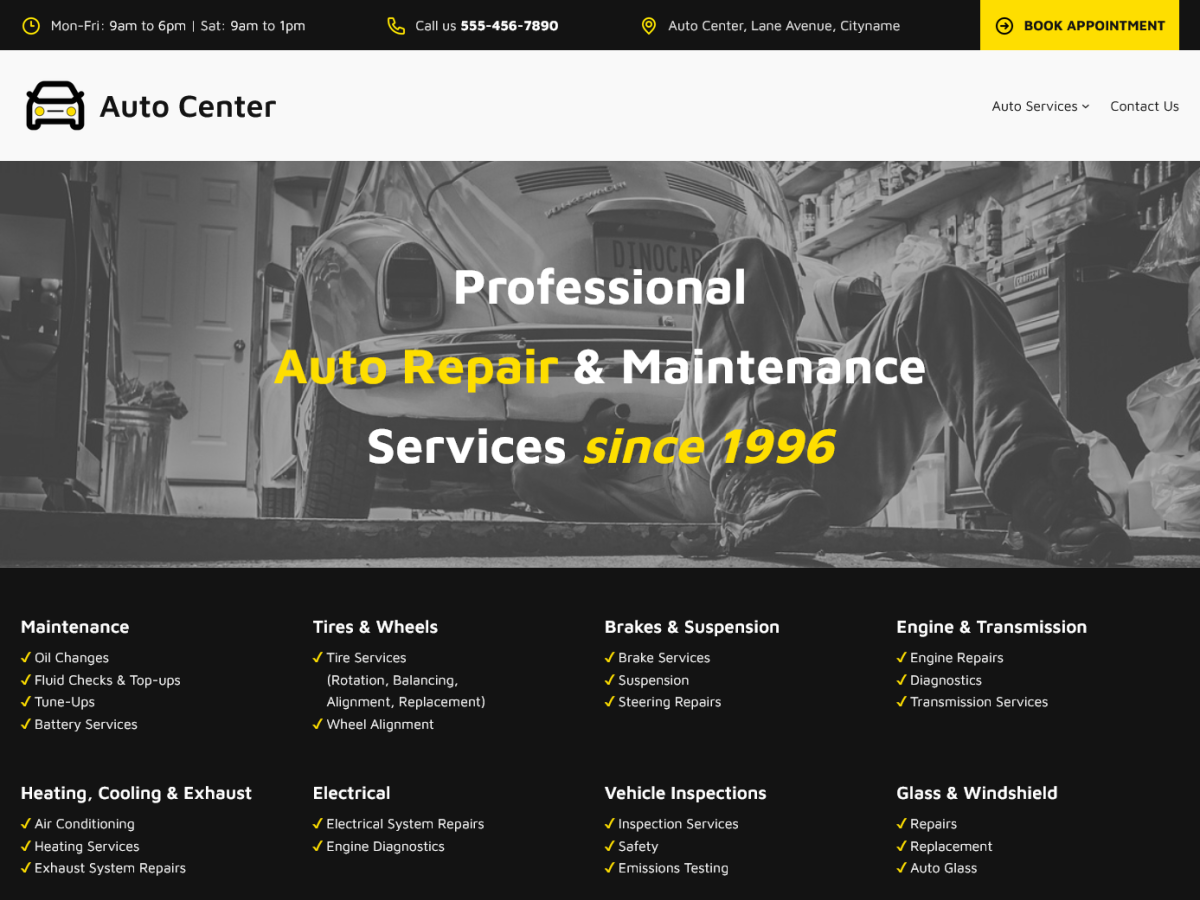 Auto Center theme screenshot